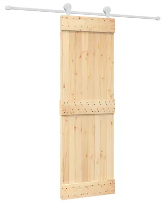 Zdjęcie produktu dla vidaXL Drzwi przesuwne w kolorze naturalnym i białym, 70 x 210 cm, z litego drewna sosnowego