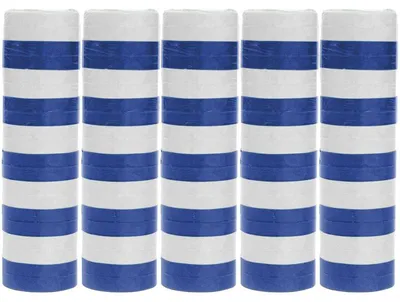 Produktbild von 5 Rollen Papier Luftschlangen blau weiß | schwer entflammbar