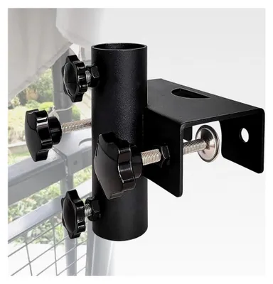 Produktbild von Sonnenschirmhalter für Balkongeländer, Eckige Klemmbefestigung, Einstellbar für Balkonschirme, Klemmbereich 20 mm - 63 mm, Befestigung für Schirmrohr Ø25~38mm
