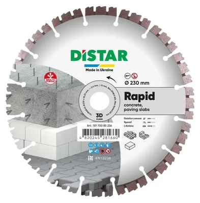 Image de Disque diamant de, Distar, Modèle Rapid 230 x 2,4/1,5 x 10 x 22,23-16 - grande vitesse et précision pour des coupes rapides dans la céramique, le béton et les matériaux durs.