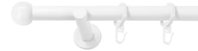Produktbild von SN Deco Gardinenstange Straßburg, 19 mm, 1-läufig, Stahl, Komplett-Set mit Ringen, Auflageträger, 150 cm, weiß