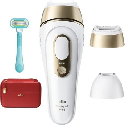 Produktbild von IPL-Haarentfernungssystem BRAUN Silk·expert Pro 5 PL5221, IPL-Technologie, Hautsensorkontrolle, Weiß und Gold