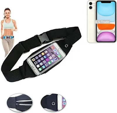 Produktbild von K-S-Trade Jogging-Armband kompatibel mit Apple iPhone 11 Gürteltasche Umhängetasche Bauchtasche schwarz Sport Running Jogging Fitness Laufen
