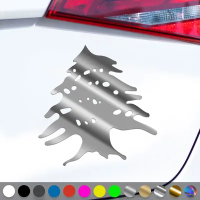 Produktbild von PantherPixel Libanon Aufkleber Wappen Zeder Fahne Baalbek Beirut Sticker Auto Geschenkidee Farbe Chrom-Silber