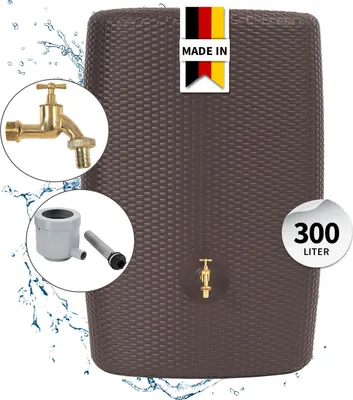 Produktbild von GARANTIA SUNDA Komplett-Set 300 Liter mocca inkl. Messing-Auslaufhahn und Fallrohranschluss