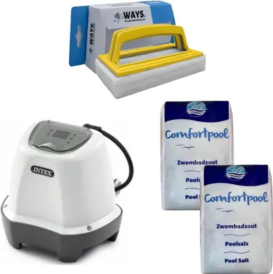 Produktbild von Intex - Salzwassersystem 26662GS & Poolsalz 40 kg & WAYS Scheuerbürste
