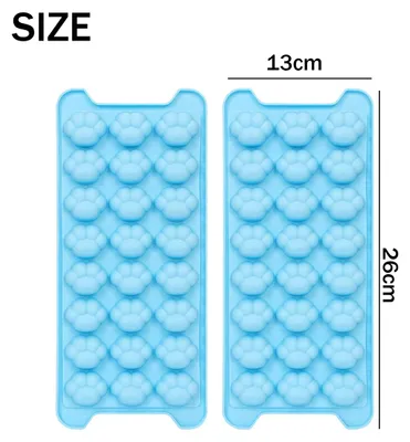 Produktbild von 2er-Pack Silikon-Eiswürfelform in Katzenpfotenform mit abnehmbarem Deckel, flexible Eiswürfelformen zum einfachen Herauslösen für den Gefrierschrank