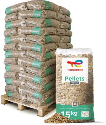 Produktbild von TotalEnergies Holzpellets Premium 15kg x 65 Sack 975kg Palette