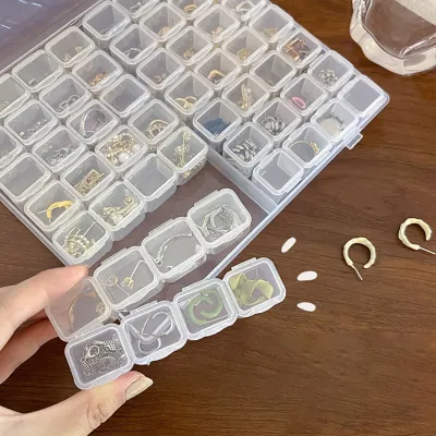Produktbild von 56 Gitter Kunststoff Aufbewahrungsbox, Diamond Painting Zubehör Boxen, Mini Waren Sortierkästen,für kleine Gegenstände, Stickerei Sortier, Diy Handwerk, Nägel, Perlen