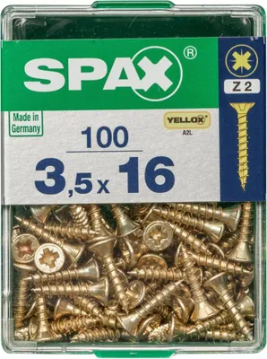 Produktbild von SPAX 4081020350162, Schraube, Stahl, Zink, Holz, Flachkopf, Pozidriv, Gelb