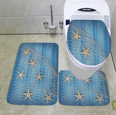 Produktbild von Mode Badgarnitur Badematten Set 3 teilig Badvorleger Badteppich WC Vorleger Badematte Duschvorleger
