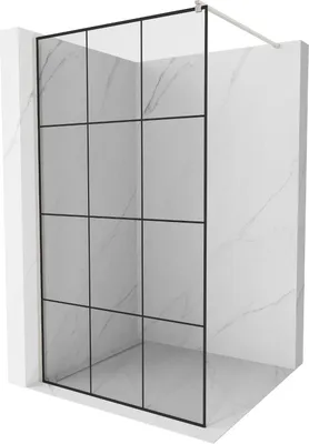 Produktbild von Mexen Kioto Duschwand Walk-in 120 x 200 cm, schwarzes Muster 8 mm, gebürstetes Nickel - 800-120-101-97-77