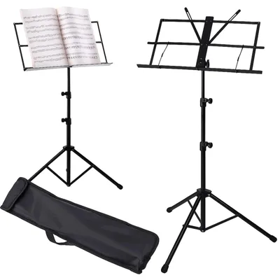 Produktbild von Notenstaender Pult Stativ verstellbar faltbar mit Tasche fuer Notenblatt Orchesterstaender 60-125 cm stabil Metall