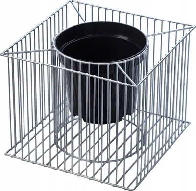 Produktbild von KADAX Gabione aus verzinktem Stahl "Albes", Gabionentopf, Quadratisch Drahtkorb, Pflanzenkorb, Blumentopf, Silber, 25 cm