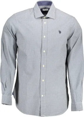 Produktbild von Elegantes Herrenhemd Blau Slim Fit mit Stickerei und französischem Kragen