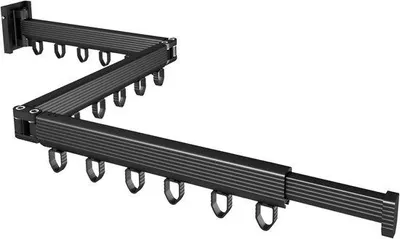 Produktbild von Wandmontierter Wäscheständer schwarz Faltdesign
