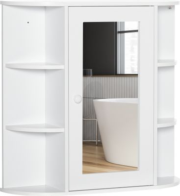 HOMCOM Szafka z lustrem Lustro łazienkowe Szafka ścienna Szafka łazienkowa z 8 przegrodami Uniwersalna szafka łazienkowa Biała 66 x 17 x 63 cm