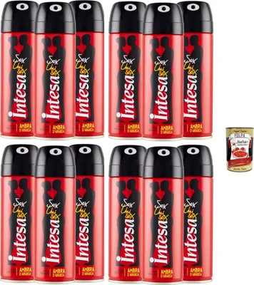Produktbild von Intesa Deodorante Sex Unisex Ambra d'Arabia - italian Deodorant Deo Spray, 12x 125ml + Italian Gourmet polpa 400g