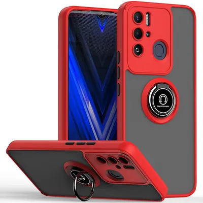 Obrázek produktu pro Pouzdro pro Tecno Pova Neo matné průsvitné TPU pouzdro s prstencovým držákem a stojánkem Červený