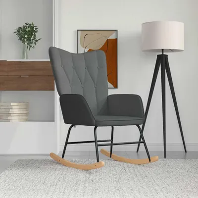 Immagine prodotto di vidaXL Sedia a dondolo in tessuto grigio scuro
