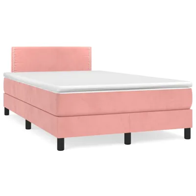 Obrázek produktu pro vidaXL Postel Boxspring s matrací Pink 120x200 cm Velvet
