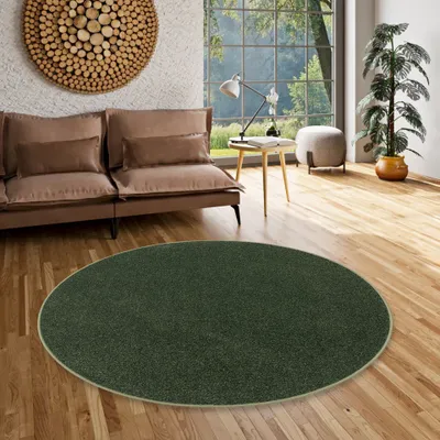 Produktbild von Velours Teppich Joy Meliert Grün Rund, Größe:400 cm Rund