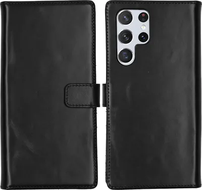 Produktbild von Selencia Echtleder Klapphülle Samsung Galaxy S22 Ultra - Schwarz