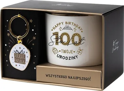 Imagen del producto de Conjunto de regalo para el cumpleaños número 100, en blanco y dorado - Be-Happy Gifts