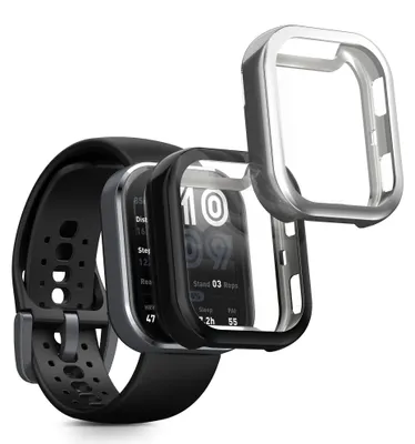 Produktbild von kwmobile 2x Silikon Hülle für Amazfit Bip 6 Schutzhülle - Fullbody Display Cover Set aus Silikon - Schwarz Silber