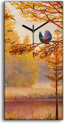 Produktbild von Leinwand Wanduhr Wandkunst Uhr 30x60 Malerei Wald Bäume Wasser Natur Kunst - schwarze Hände