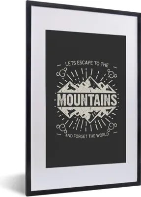 Produktbild von MuchoWow® MuchoWow® Gerahmtes Poster Jahrgang - Berg - Grau 40x60 cm - Poster mit zchwarzem Bilderrahmen - Poster in Rahmen