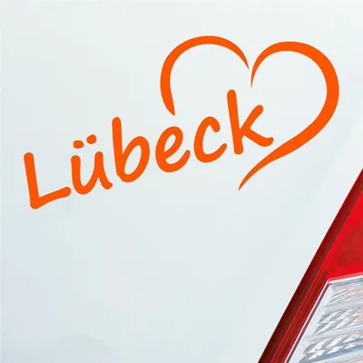 Produktbild von Auto Aufkleber Lübeck Herz Stadt City Liebe Love Heimat 17x8 cm Orange Sticker Heckscheibenaufkleber