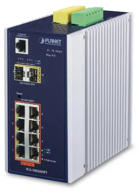 Zdjęcie produktu dla PLANET IGS-10020HPT, Zarządzany, L2+, Gigabit Ethernet (10/100/1000), Pełny dupleks, Obsługa PoE, Montaż naścienny / rzutowanie na sufit