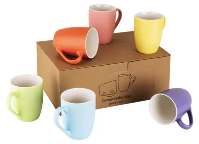 Kaffeetassen-Set 6er, Keramik, 330 ml, bunt
