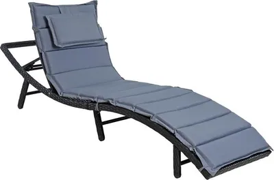 Produktbild von Sonnenliege Strandliege Polyrattan XXL Gartenliege Relaxliege Liege Schwarz