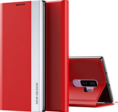 Image de Galaxy S9 Plus Case, étui magnétique en cuirPolyuréthaneavec fonction stand pour Samsung Galaxy S9 Plus rouge