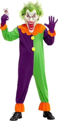 Produktbild von Evil Joker Paars-Grün Kinder Kostüm 164