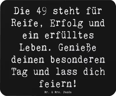 Produktbild von Mr. & Mrs. Panda Mauspad Spruch 49. Geburtstag - Schwarz - Geschenk, Happy Birthday, Erfolg, notebook, computermatte, Alter, besonderer Tag, laptop, Mouse Pad, Mousepad
