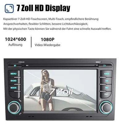 Produktbild von Autoradio 7 Zoll Touchscreen für Audi A4 S4 RS4 B6 B7 2000-2009 Android 14 Carplay Android Auto GPS Navigation Bluetooth Freisprechanlage DAB+ 2 DIN