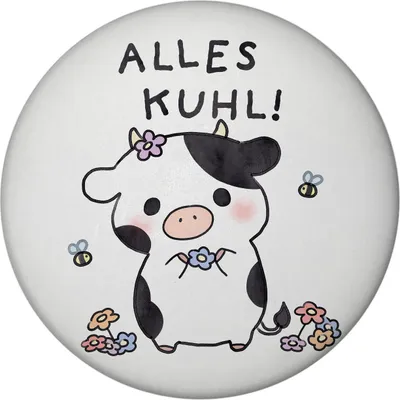 Produktbild von Kuh Magnet rund mit Spruch Alles Kuhl