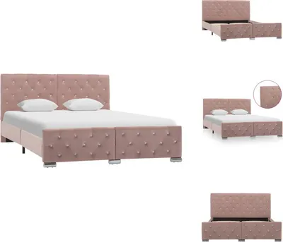 Produktbild von vidaXL Bettgestell Rosa Samt 140x200 cm - Betten & Bettgestelle