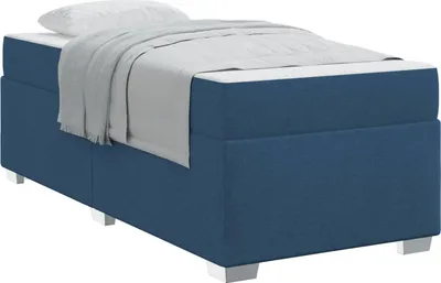 Image de Cadre de lit avec matelas Bleu 90 x 190 cm tissu