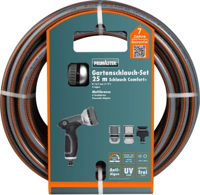 Produktbild von Primaster Gartenschlauch-Set Comfort+ mit Multibrause 25 m Ø 12,7 mm (1/2)