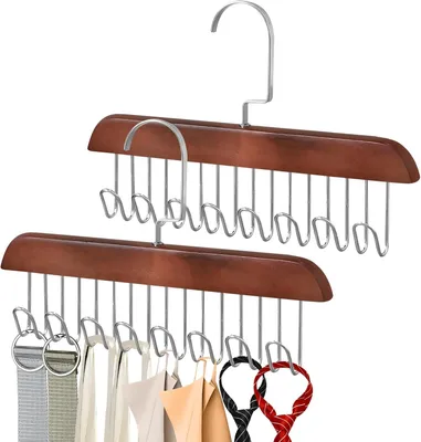Produktbild von Set mit 2 drehbaren Gürtel-/Krawattenhaltern, 8 Haken, 360°-Drehung, platzsparend für Kleiderschrank, Badezimmer/Schlafzimmer