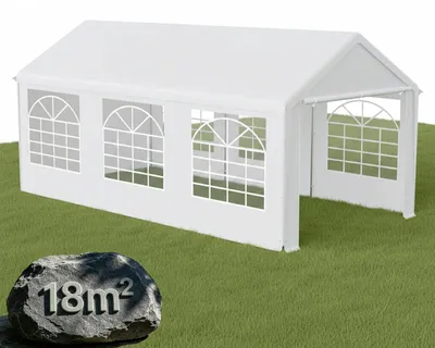 Produktbild von Partyzelt 3x6 m Weiß wasserdicht mit Seitenwänden Stahlrahmen UV Schutz