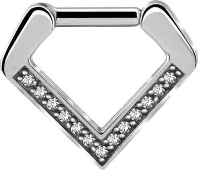 Produktbild von Karisma Edelstahl 316L V Shaped Hinged Septum/Clicker Ring Piercing Ohrring 1,2x8mm - V Shape (Höhe 10mm)