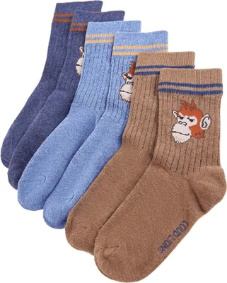 Produktbild von 2 Paar Kindersocken mit Affe und Streifen, EU 30-34, Baumwolle