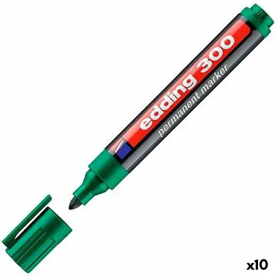 Zdjęcie produktu dla 10x Marker permanentny Edding 300-004 - wielokrotnego napełniania, 1,5 - 3 mm, zielony