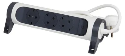 Image de Multiprise avec interrupteur legrand 694535/ 3 prises/ blanc et gris foncé