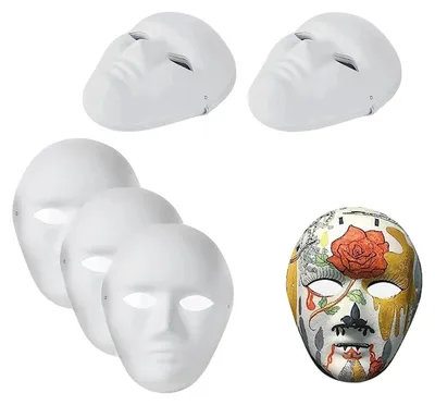 Productafbeelding van Omgoods - Set van 10 Witte Papieren Maskers voor DIY en Schilderen